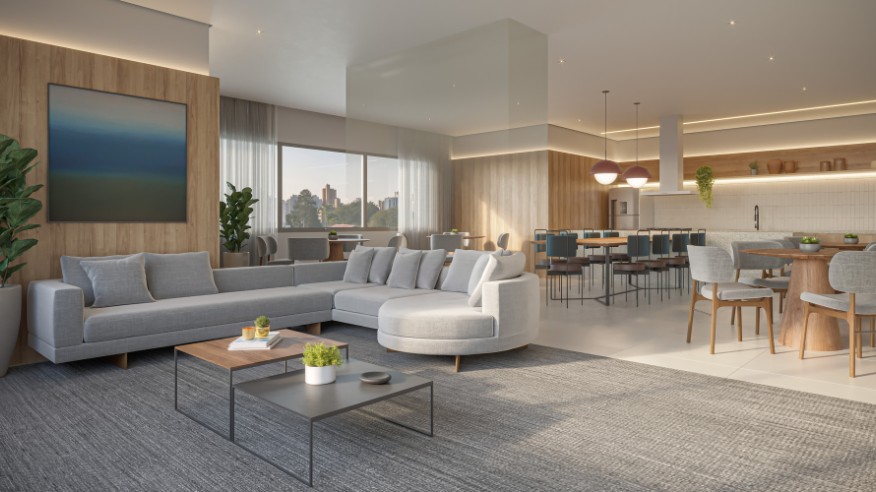 Salão de festas c/ espaço gourmet  (Perspectiva artística) 