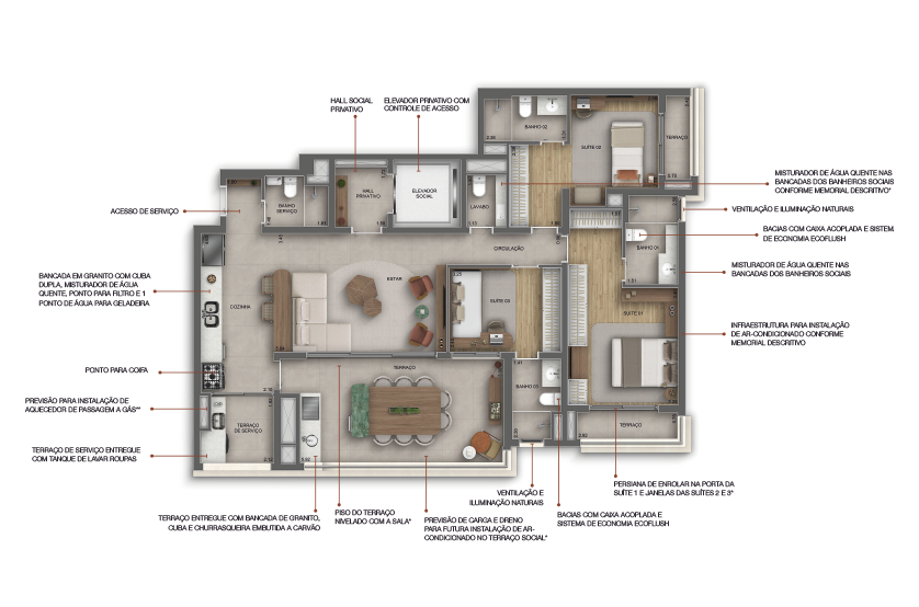 131m² | 3 suítes (perspectiva artística) 