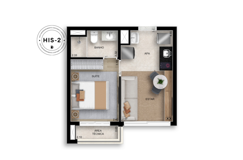 29m² | 1 Dorm (Perspectiva artística)