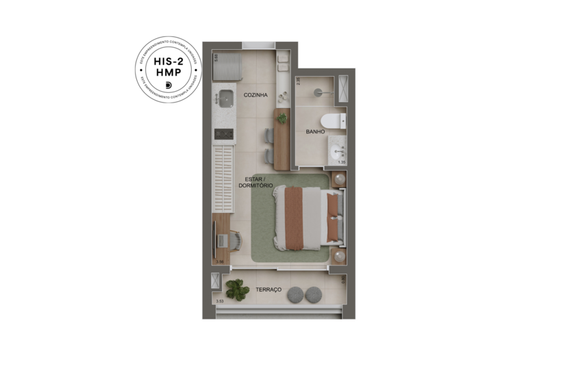 26m² | Studios (Perspectiva artística) 