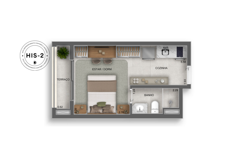 24m² | studio (perspectiva artística) 