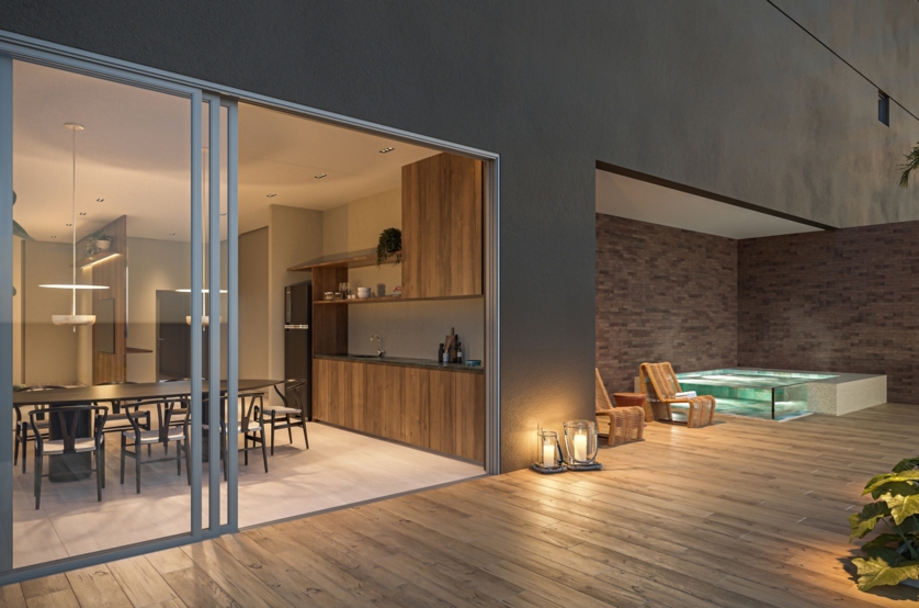 Casa de campo c/ churrasqueira e spa externo c/ 134m² (perspectiva artística)