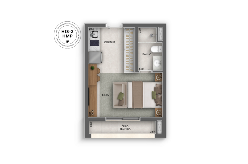 25m²  | Studio (Perspectiva artística) 