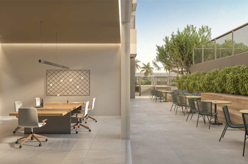 Coworking c/ lounge externo (Perspectiva artística) 