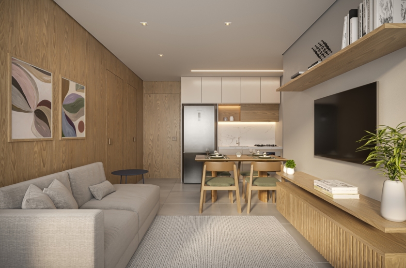 Living - 43m² (Perspectiva artística) 