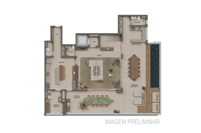 Planta 5 suítes Duplex superior - 480m² - Torre 1 (imagem preliminar)