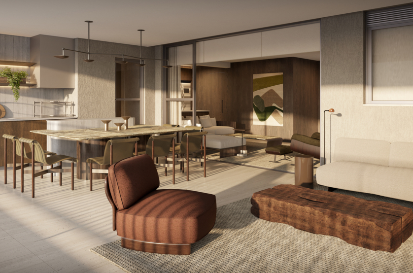 Terraço de 191m² do apto de 4 suítes (Perspectiva preliminar) 