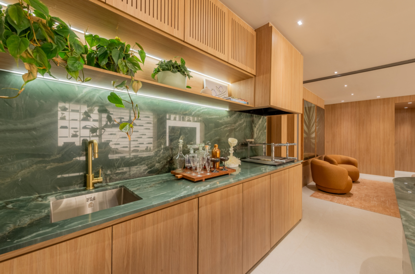 Terraço com churrasqueira a carvão - 171m² (Foto do decorado)