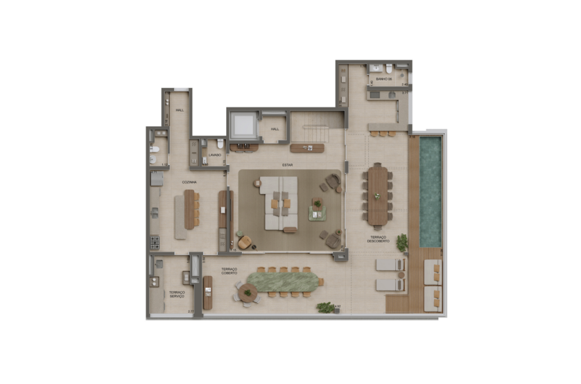 Planta 5 suítes Duplex superior - 480m² - Torre 1 (imagem artística)