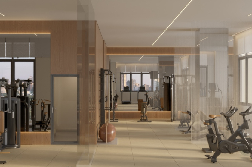 Fitness com 189m² (Perspectiva artística)