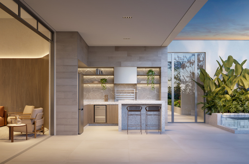 Casa de campo c/ churrasqueira e spa externo c/ 187m² (Perspectiva artística)