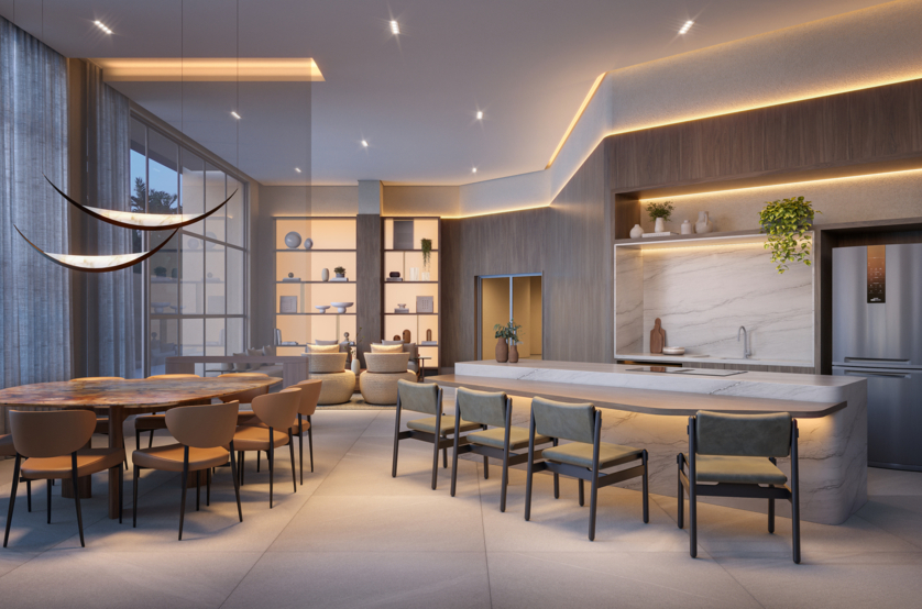 Espaço de gourmet c/ 80m² (Perspectiva artística)