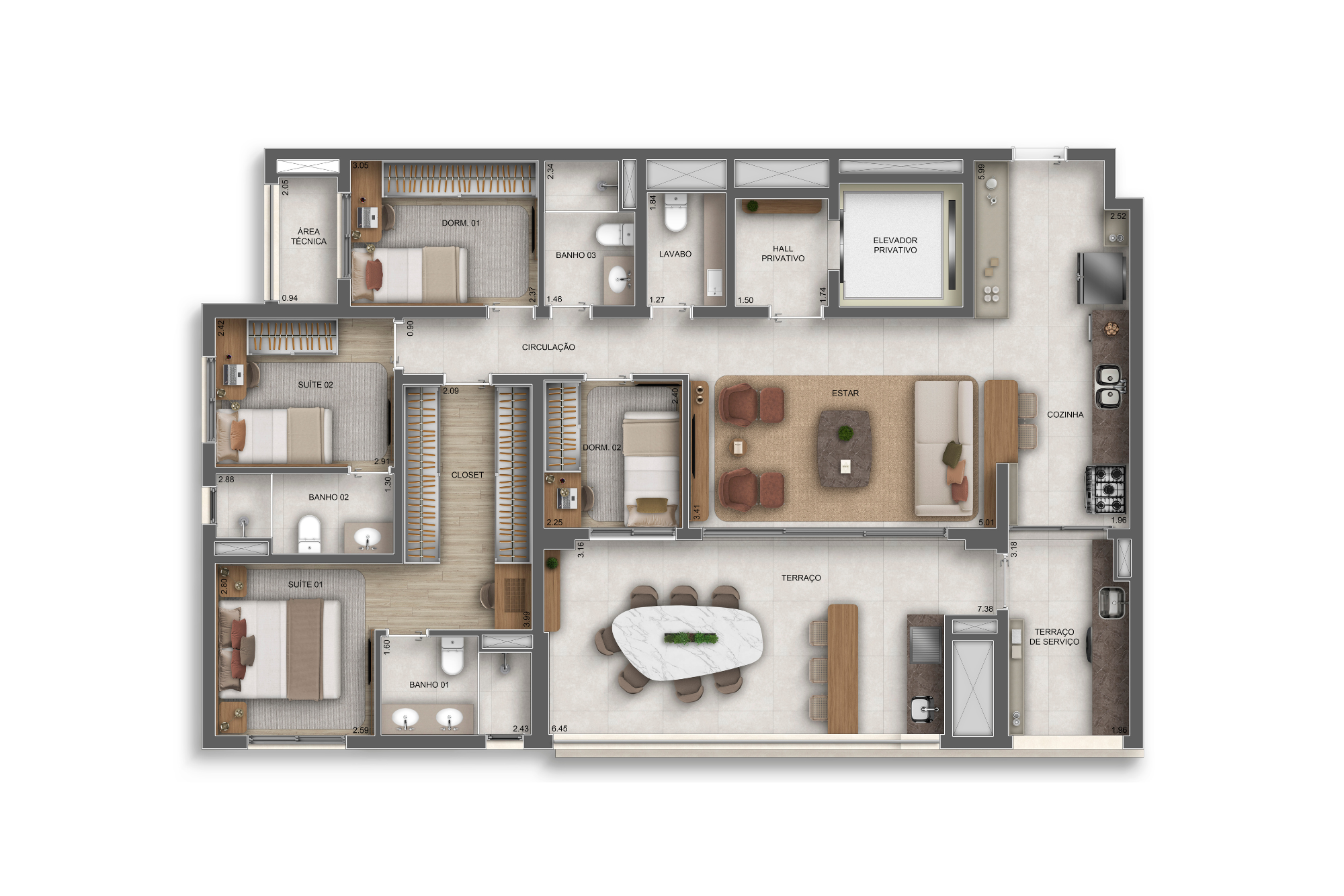 4 dorms (2 suítes) c/ lavabo do Orbya Vila Carrão By Diálogo Residences