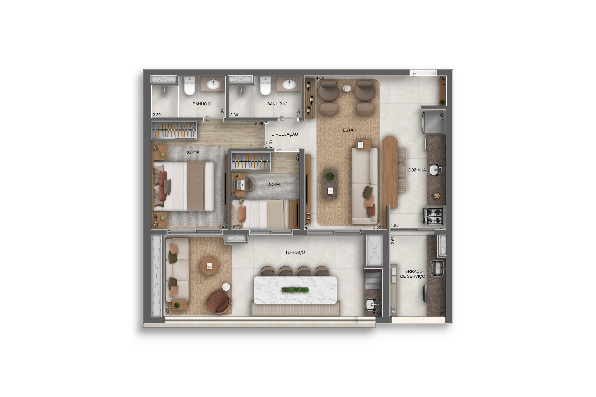 2 dorms (1 suíte) do Orbya Vila Carrão By Diálogo Residences