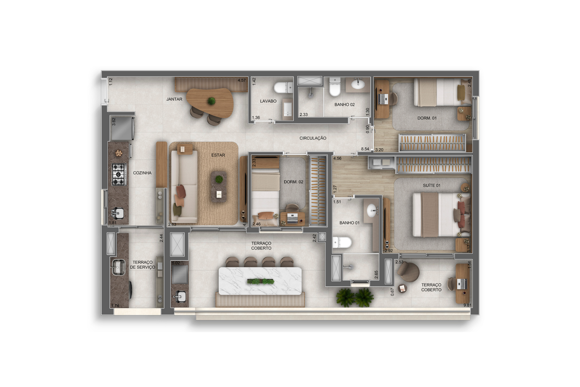 3 dorms (1 suíte) do Orbya Vila Carrão By Diálogo Residences