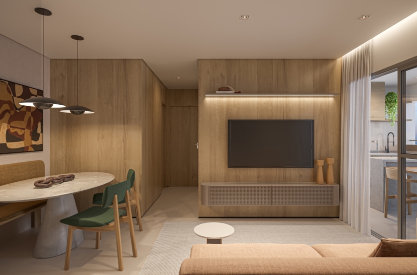 Living - 69m² - torre 2  (Perspectiva artística) 