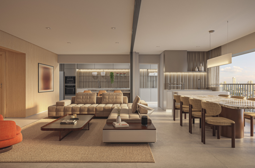 Living 4 Suítes - 137m² (Perspectiva artística) 