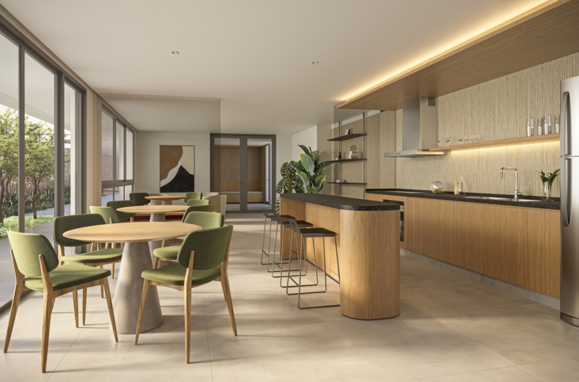 Salão de festas | Capac. 19 pessoas sentadas. (prespectiva artística)