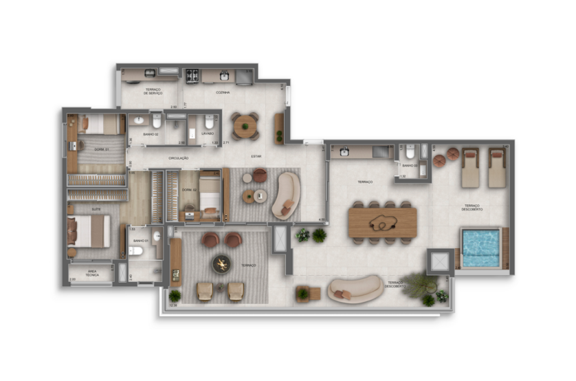 Penthouse 3 Dorms (1 Suíte) I 168m² - torre 2 (Perspectiva artística) 