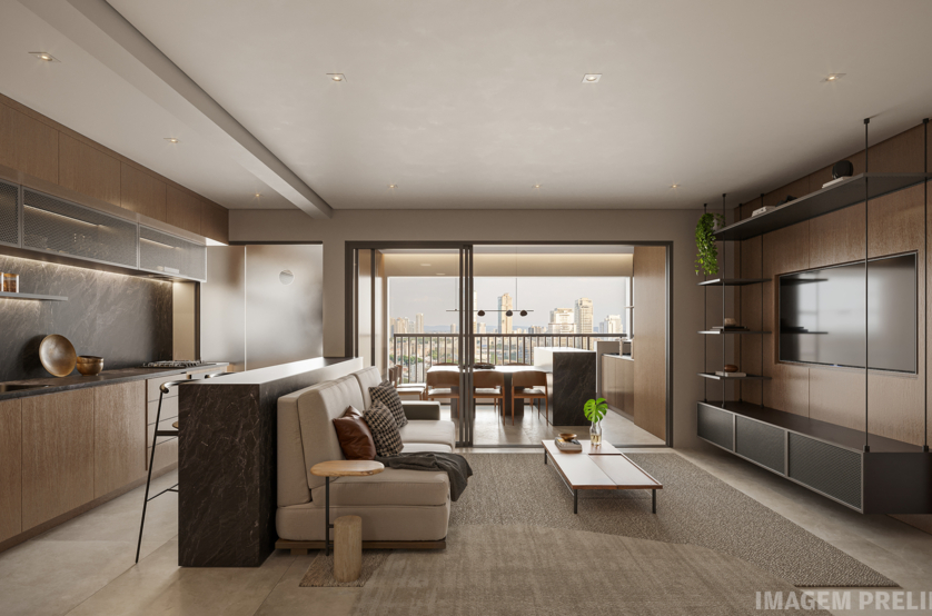 Living 3 Dorms. - apto 95m² (Prespectiva preliminar)