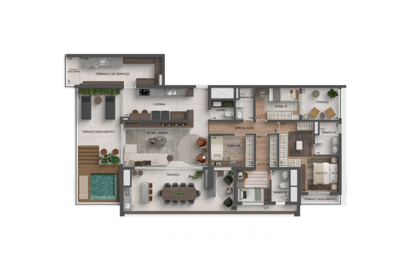 Penthouse | 4 dorms. (2 suítes) (Prespectiva artística)